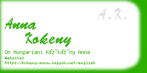 anna kokeny business card